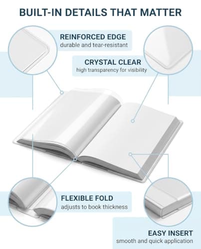 XUKZIMA A4 Clear Plastic Book Cover Protectors, 10-Pack Crystal Clear Sleeves Heavy-Duty PVC Reinforced Edges Shield Books & Docs from Spills & Wear Maintain Crisp Readability — view 6