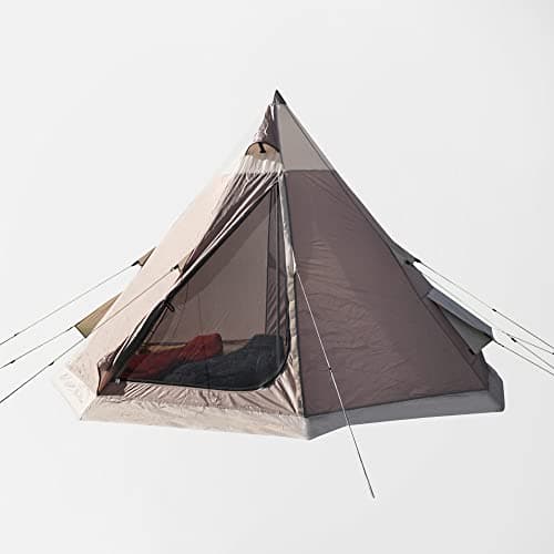 Eurohike Teepee 4 Man Tent with Easy to Pitch 1 Pole Construction & Sewn in Groundsheet, 4 Person Tipi, Waterproof & Ventilated, Ideal for Festivals, Wild Camping Trips, Backpacking & Hiking (Grey) — view 2