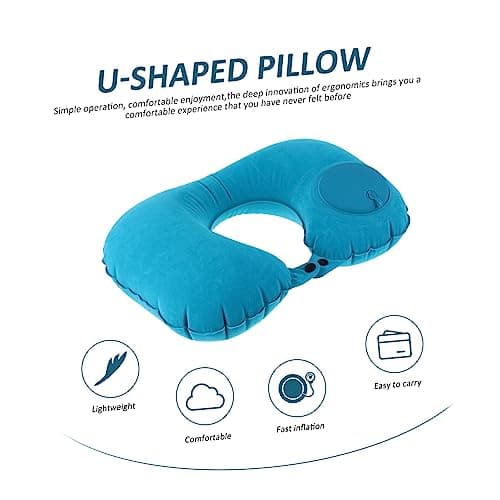 VOSAREA Inflatable U-shaped Neck Cushion Travel Pillow Neck Support and Eye Mask, Soft Auto-inflating Rest Pillow Set for Comfortable Sleep and Relaxation, Blue 4pcs Travel Comfort Kit — view 5