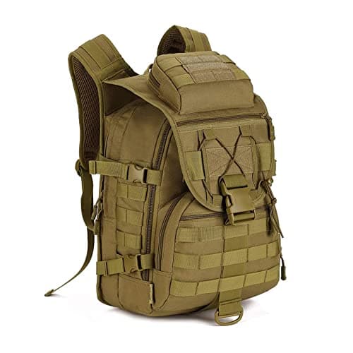 HUNTVP Tactical Backpack 40L, Military Backpack Molle Rucking Rucksack Large Rucksacks Pack Army Brown Bag for Men Women Camping Hiking Fishing Hunting Travelling Trekking