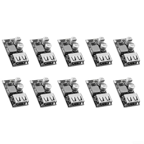 Vasiumic 10 Packs USB Step-Down Converter DC-DC 6V-32V to 5V/3-12V Quick Charge Board with LED Indicator DIY Car Solar Phone Charging Projects — view 6