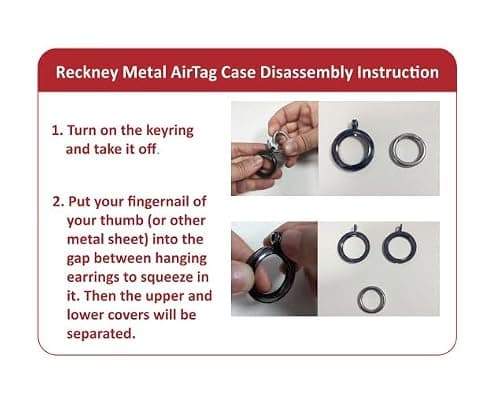 RECKNEY Metal AirTag Keychain Case Silver - Airtag Keyring compatible with Apple AirTag - Air tag Bumper - Apple AirTag Holder for Keys, Wallets, Bags, Kids, Backpacks, Dogs and Cat Collar Pets — view 3