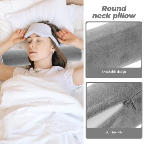 MOBUTOFU Cylinder Neck Pillow with Cotton Cover for Travel Office Use — view 3