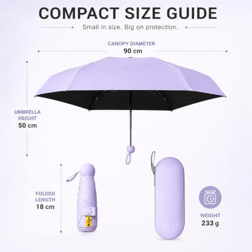 WHJYCC Compact Folding Umbrella - Lilac Travel Umbrella with Case — view 4