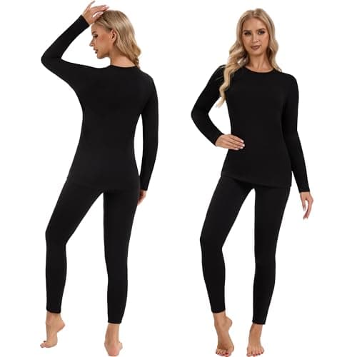 DDOBB Womens Thermal Underwear Sets Black,XL — view 2