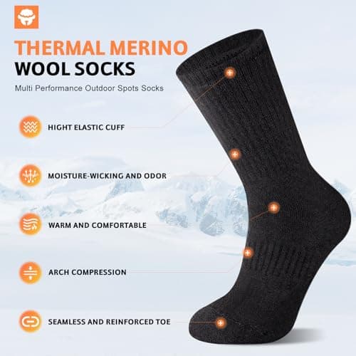 SukModen Merino Wool Socks for Men, 3 Pairs Thermal Winter Hiking Socks Thick Warm Boot Socks for Cold Weather — view 3