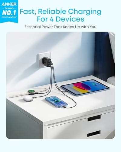 Anker Zolo 50W USB C Plug, 4-Port USB C Charger, 2 USB-C & 2 USB-A — view 2