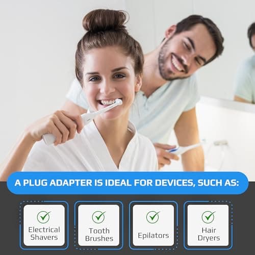 Toothbrush Adaptor Plug UK Charger Adapter Shaver Socket 2 Pin to 3 Pin Electric for Razor Plugs Bathroom Two to Three Prong Charging Tooth Brush Plugs Adapters Electrical Shaving (Black) — view 3