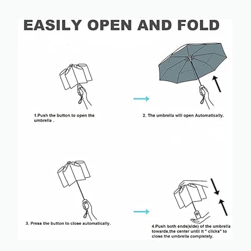 erised's bifrost Foldable Travel Umbrella, Automatic, 8 Ribs, Sun Protection, UPF 50+, Teflon, Lightweight Compact, Carabiner Handle Design, Backpack & Car, for Men & Women, beige, 96CM — view 4