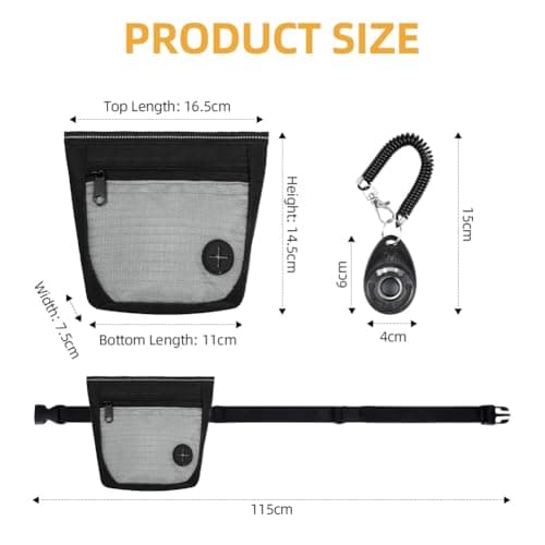 Adiwo Small Dog Treat Bags, Dog Treat Pouch Bag Including Waist Belt and Training Clicker, Upgraded Dual Magnetic Clasp, with Poop Bag Dispenser, Oxford Waterproof, for Dog Training, Walking — view 2