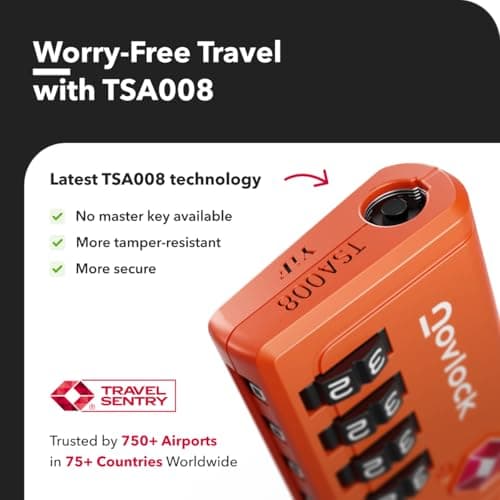 TSA Luggage Locks with Alert Indicator – 4-Digit Travel Padlocks with Flexible Cables for Suitcases, Backpacks & More – Suitcase Locks, 2-Pack, Orange — view 6
