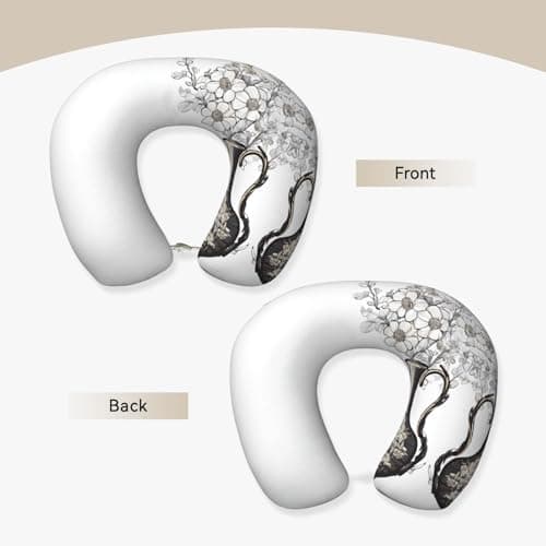 AUGUSTRUSH Memory Foam Neck Pillow - Travel Pillow With Adjustable Clasp, Removable Washable Cover For Airplane Office Car, Ergonomic Support Comfortable U-Shaped Pillow, Lavender Daisies Print — view 2