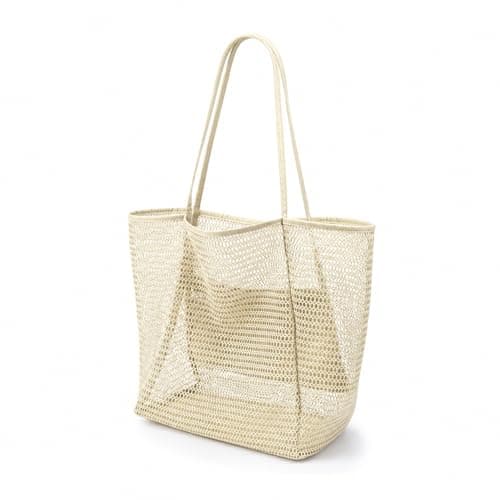 Womens Mesh Beach tote Bag - Foldable, Quick-Dry Tote with Zippered Pocket