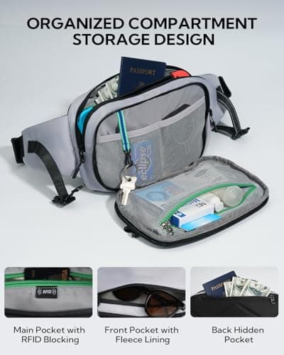 Waterfly 3L Large Bum Bag: RFID Blocking Anti-Theft Fanny Pack for Travel — view 5
