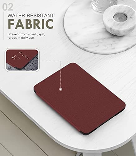 MoKo Case Fits 6" Kindle Basic 11th Generation 2024/2022, Denim Wine Red — view 3