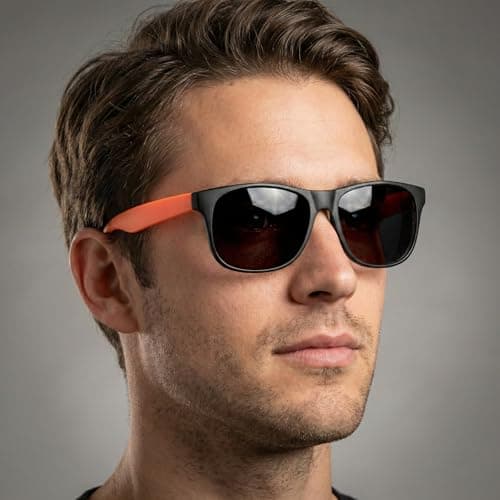 Komonee Drifter Sunglasses UV400 Protection Black and Orange Classic Style Retro Sun Shades Eye Glasses Unisex For Men Women Travel & Fashion – Lightweight Frame Fashion Eyewear — view 2