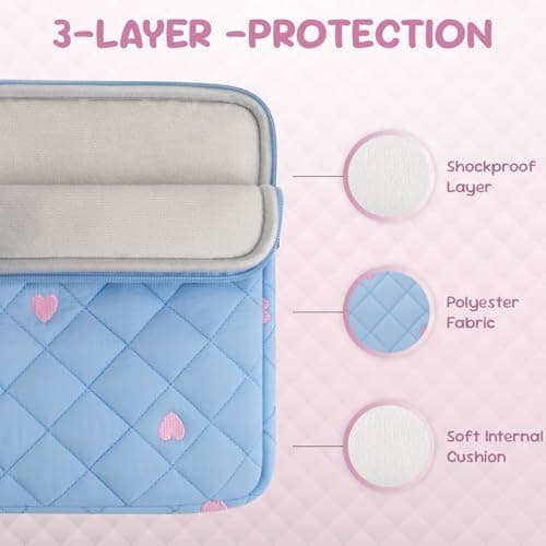 Songbala Laptop Sleeve Case 13 14 Inch Laptop Cover Protective Case Compatible with MacBook Air MacBook Pro 13 14 Inch Soft Padded Laptop Case, Blue — view 3