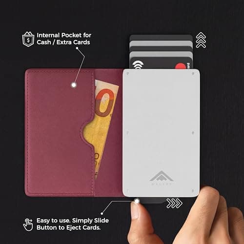 Stealth Wallet - Burgundy Slim RFID Blocking Metal Card Holder for Men — view 4