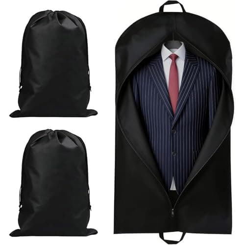 3 Pcs Suit Bags for Men and Shoe Bag Set, 60x120cm foldable Suit Carriers for Men, With zipper Travel Garment Bags, Durable and Breathable Suitable for Travel Business and or Storage