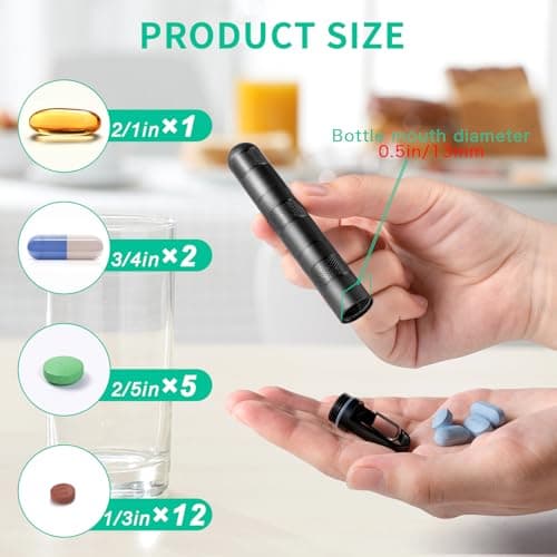 Large Weekly Pill Organizer,TISUR Titanium Keychain Pill Holder Travel Box Case Multitool EDC Every Day Carry for Men (Black -1.1inch) — view 4