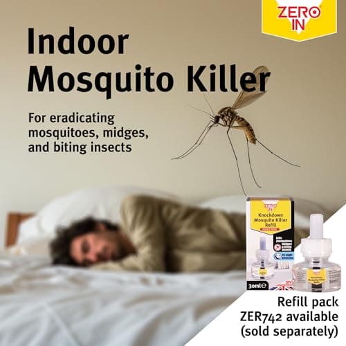 Zero In Knockdown Plug-In Mosquito Killer - Odour-Free Plug-In Insect Repellent Unit - Kills Mosquitoes, Midges, & Biting Insects on Contact - Provides Up to 45 Nights of Protection - 30ml Bottle — view 2