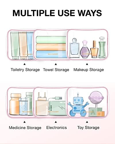 BAGSMART 2pcs Clear Toiletry Bag TSA Travel Essential for Makeup Liquids — view 5