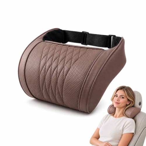 Universal Memory Foam Car Headrest Neck Pillow, with Leather Cover，Maroon
