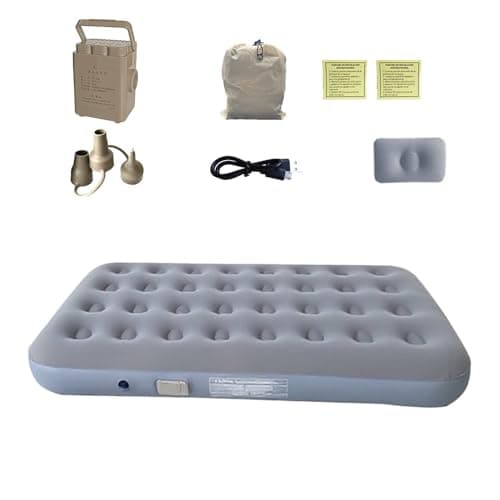 BEOSIOR Camping Single Airbed with Automatic Battery Pump, Flocked Inflatable Bed Portable, Air Mattress, Outdoor Camping Air Bed (Single 25CM)