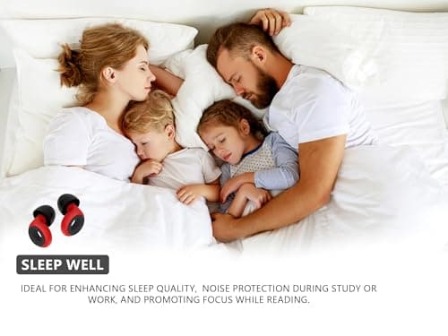 Reusable Ear Plugs for Sleep - Noise Cancelling, Snoring, Travel, and Concerts | 25dB Hearing Protection with Noise Reduction | Comes with 8 Ear Tips and XS/S/M/L - Black (Red) — view 3