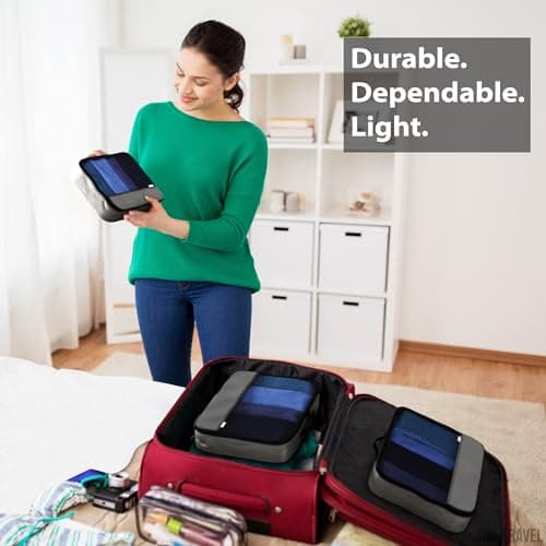 OW-Travel Packing Cubes for Suitcases, Grey M/L, 5 Pcs with Mesh Zip Pouch — view 6
