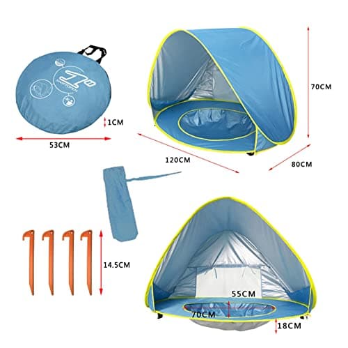 Morofme Pop Up Baby Beach Tent with Pool, Baby Sun Shade Shelter All-Round UPF 50+ UV protection, Portable Beach Tent Pop Up, Outdoor Shade kid Baby Tents for Family Garden Camping Park Lawn Backyard — view 3