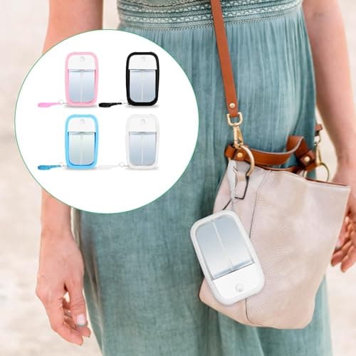 Qianyu 4PCS Reusable 50 ML Card Spray Bottle Portable Moisturizing Sprayer Box Card Design Empty Bottles with Hook Refillable Perfume Atomizer Vials for Cosmetic (white,sky blue,black,light pink) — view 6