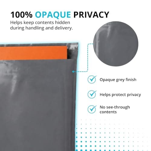 Straame Grey Postage Bags, 6x9 inch, Self-Seal Opaque Poly Mailers, 25 Pack — view 4
