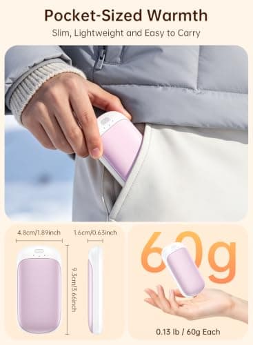 Wasuka Rechargeable Hand Warmers, 2 Pack Electric Pocket Handwarmers, 3 Heat Levels, Reusable USB Hand Warmer, Portable Hand Heater for Golf, Hunting, Camping, Winter Gifts for Men Women (Pink) — view 4