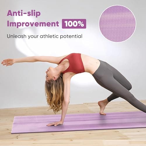 Avoalre Travel Yoga Mat Non Slip Foldable Portable Gym Mat Fitness Training Pilates Exercise Mat Workout for Women Men-Gradient purple — view 5