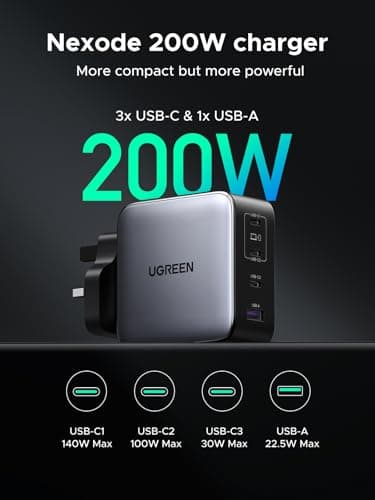 UGREEN USB C Charger 200W Nexode GaN Fast Charger 4-Port Laptop Charger — view 3