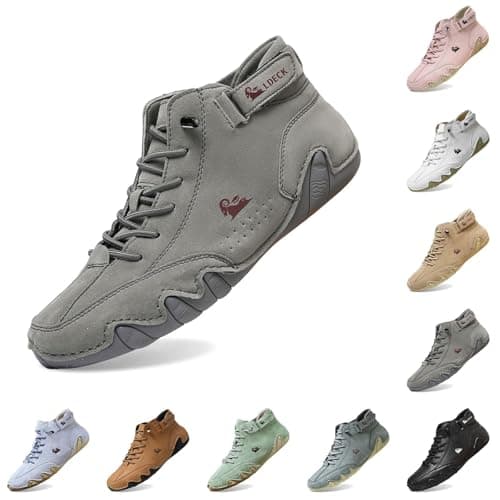 Waterproof Shoes Waterproof Breathable Walking Shoes Suede High Boots Non-Slip Breathable Casual Sneakers for Walking Hiking Camping & Driving Mountain Outdoor Leisure Sneakers Grey
