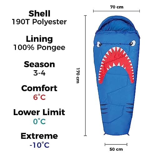 Kids Sleeping Bag by Highlander - Mummy Style - Themed Carry Backpack for Easy Transportation - Lightweight and Warm - Perfect for Camping, Hiking, and Sleepovers. Junior Warm Snuggle Sleeping Bags — view 2