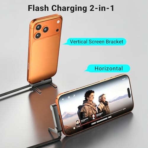 2PCS 2-in-1 Invisible Stand Fast Charging Cable USB C 240W 360° Rotating — view 5