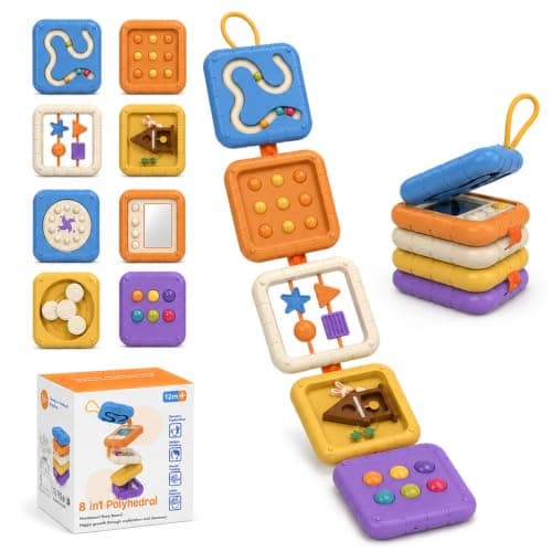 Kdoliti Busy Board for 1 Year Old,Activity Cube Plane Toy for 1 2 Year Old,Montessori Toy for 1 2 3 Year Old,Toddler Travel Toy,Toddler Plane Activity,Montessori Busy Board,Baby Toy for Girl Boy Gift