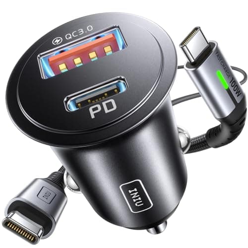 INIU Car Charger, Total 60W Cigarette Lighter Charger with 100W USB C Cable