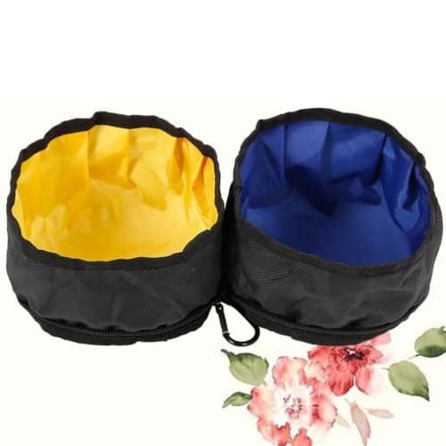 Portable Folding PET Double Bowls with Carabiner, Nylon Travel — view 5