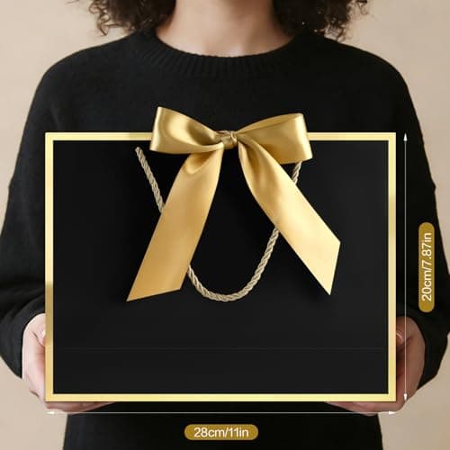 YoungTree Medium Black Gold Foil Frame Gift Bag 28x20x10 cm — view 3