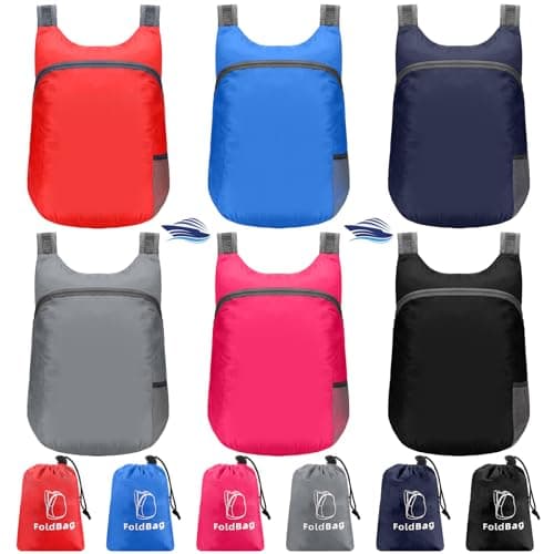 Bulyoou 6 Pack Cruise Lightweight Packable Backpack 20L Hiking Daypacks Water Resistant Foldable Backpack for Women Men Travel Camping Outdoor, 6 Colors, Sapphire, Rose Red, Navy, Gray, Bright Red,