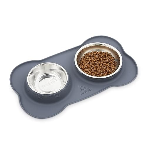 Pecute Dog Bowls Non-Slip, Stainless Steel Double Bowls Set For Cats & Dogs