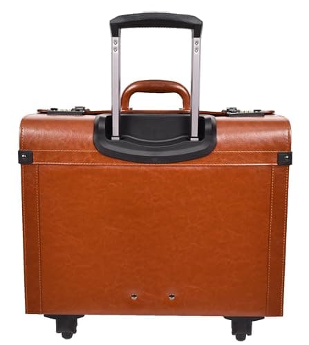 Four Wheeled Pilot Case Faux Leather Lightweight Cabin Bag Commander (Tan) — view 2