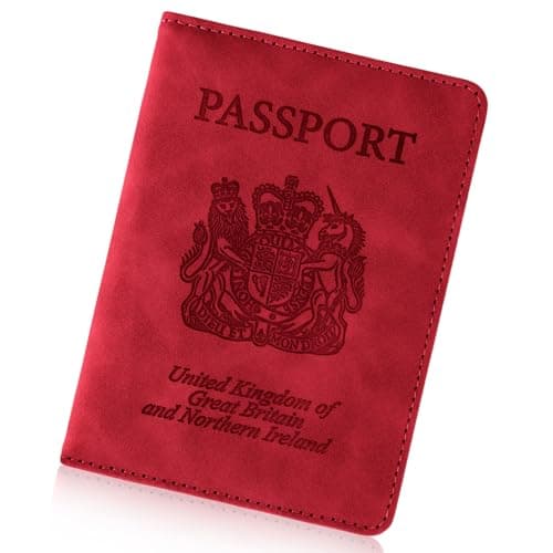 Cinocratic Passport Holder for Travel Accessories,RFID Blocking PU Leather Passport Cover Wallet Card Case for Men and Women (Red)