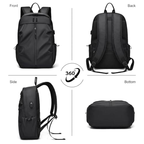 mefound Laptop Backpack for Men Fashion Lightweight Casual bag Daypacks with USB Port 35L Waterproof Travel Business Backpack for School 15.6 Inch Black — view 2