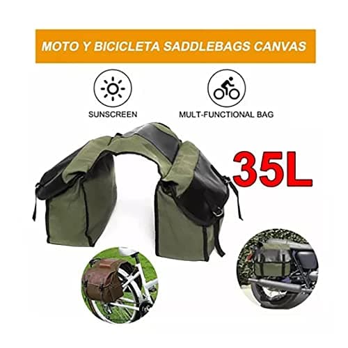 Bike Bag Panniers Large Capacity Rack Trunks Rear Seat Carrier Pack Motorcycle Saddle Bags Canvas Bike Rear Seat Carrier Bag Cycling Double Pannier Bag Pack Outdoor — view 2