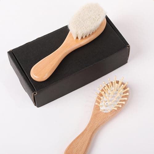 Portable Infant Comb Brush Set for Travel Soft Wool Bristles Gentle on Scalp Includes Comb & Bath Brush Safe Easy Carry Newborns — view 6